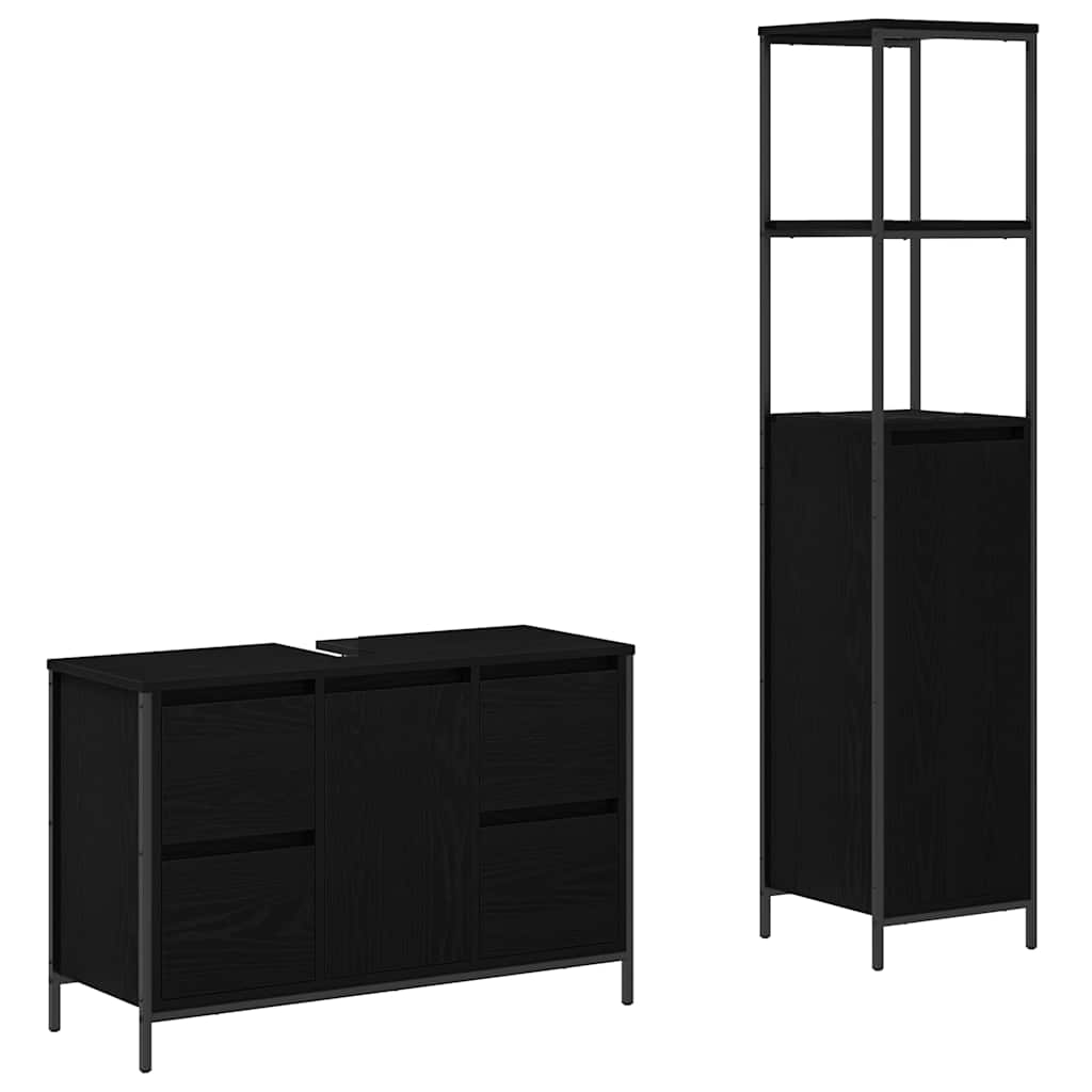 Badezimmermöbel Set 2 pcs Schwarze Eiche 36 x 35 x 165 cm