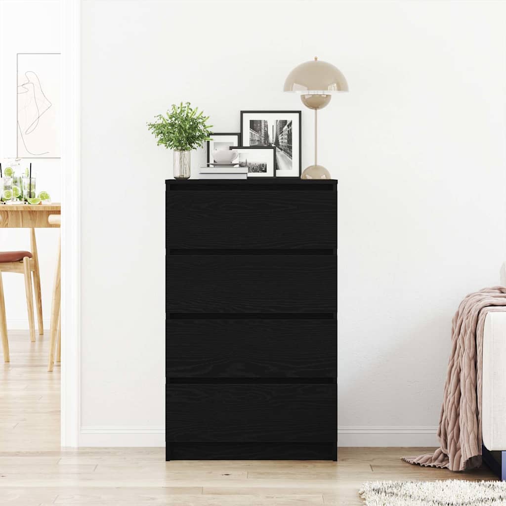 Sideboard Schwarz Eichen-Optik 60x35x98,5 cm Holzwerkstoff