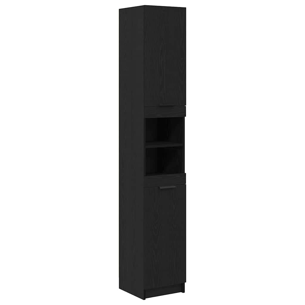 Badezimmer Schrank mit Regal Schwarze Eiche 32 x 34 x 188,5 cm