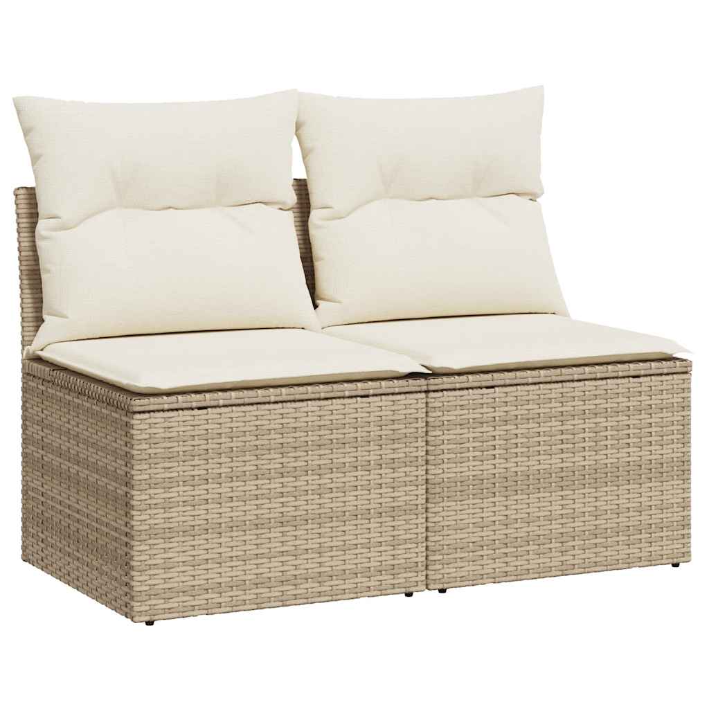 2-tlg. Garten-Sofagarnitur mit Kissen Beige Poly Rattan Akazie