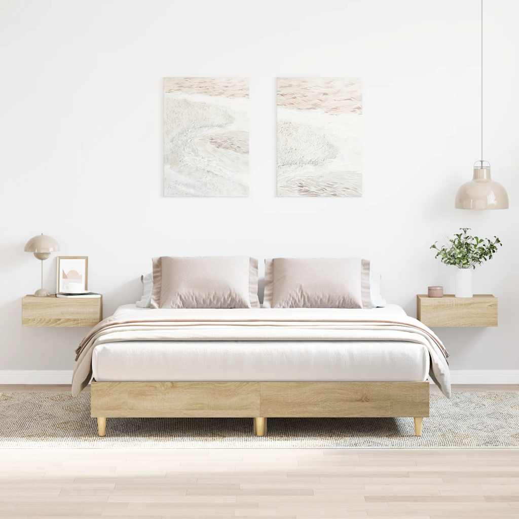 Bed frame without mattress Sonoma oak 140x200 cm wood material