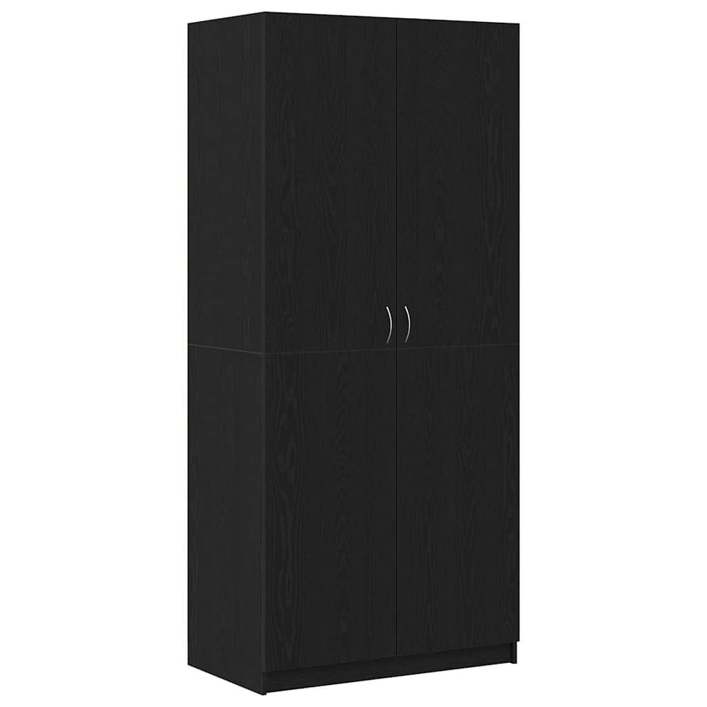 Kleiderschrank mit Tür Schwarz 90 x 52 x 200 cm Holzwerkstoff