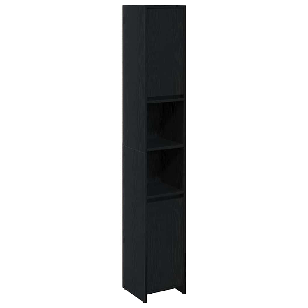 Badezimmerschrank mit Tür Schwarze Eiche 30 x 30 x 183,5 cm