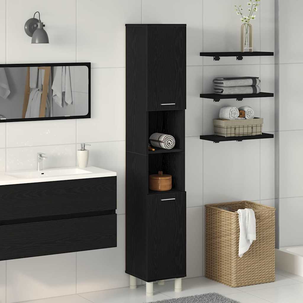 Badschrank Schwarze Eiche 30 x 30 x 179 cm Holzwerkstoff