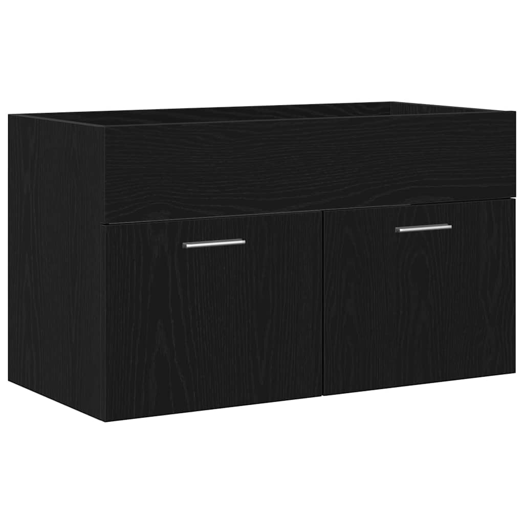 Badezimmer Waschbecken Schrank Schwarze Eiche Holzwerkstoff