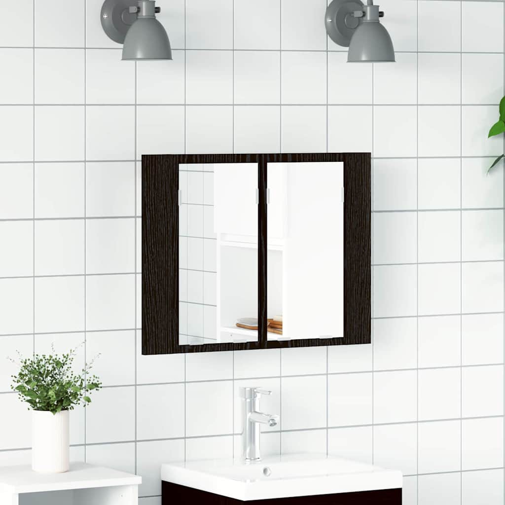 Badezimmerspiegelschrank mit Tür Schwarze Eiche 60 x 12 x 45 cm