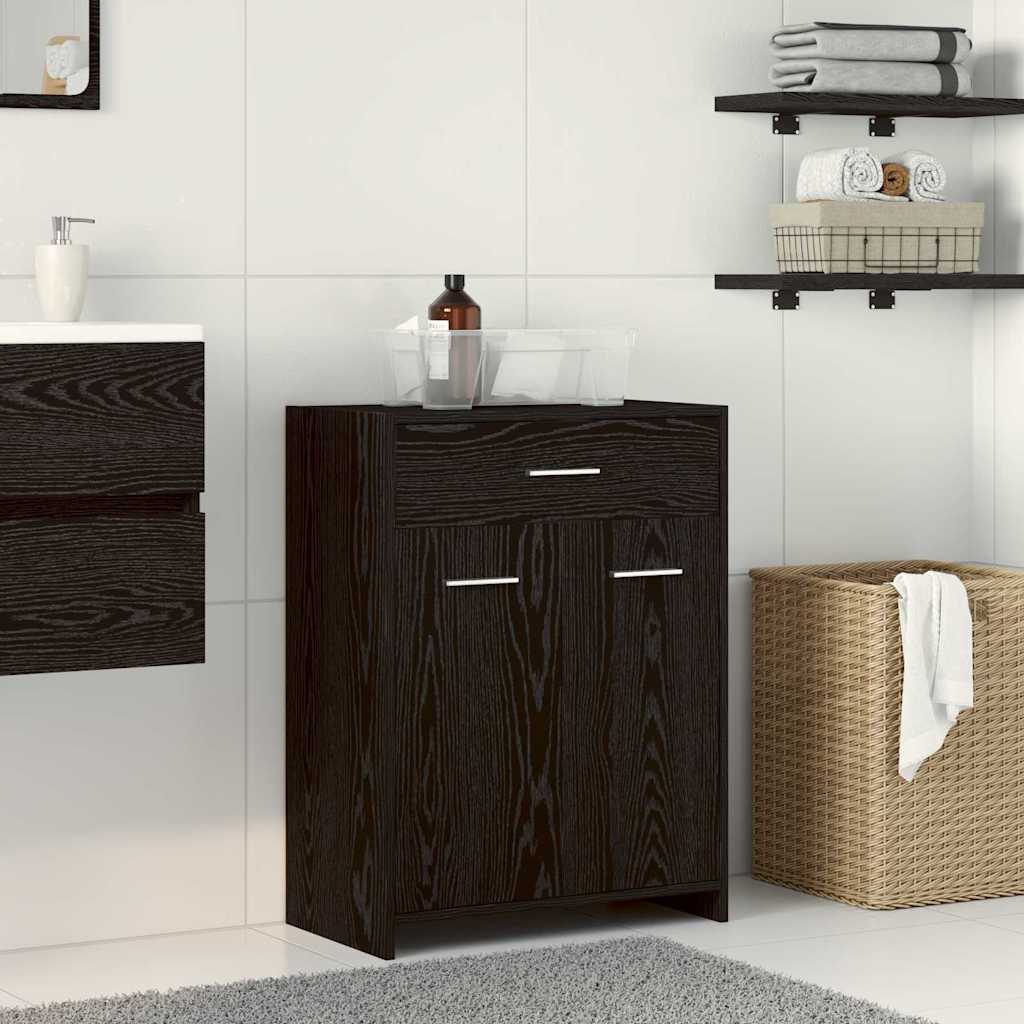Badezimmerschrank mit Schubladen Schwarze Eiche 60 x 33 x 80 cm