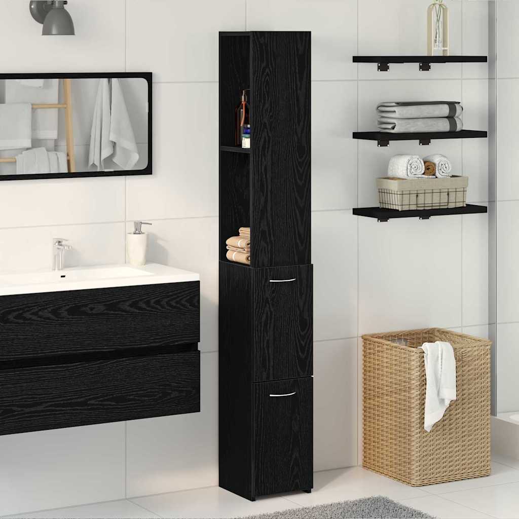 Badezimmerschrank Schwarze Eiche 25 x 25 x 170 cm Holzwerkstoff