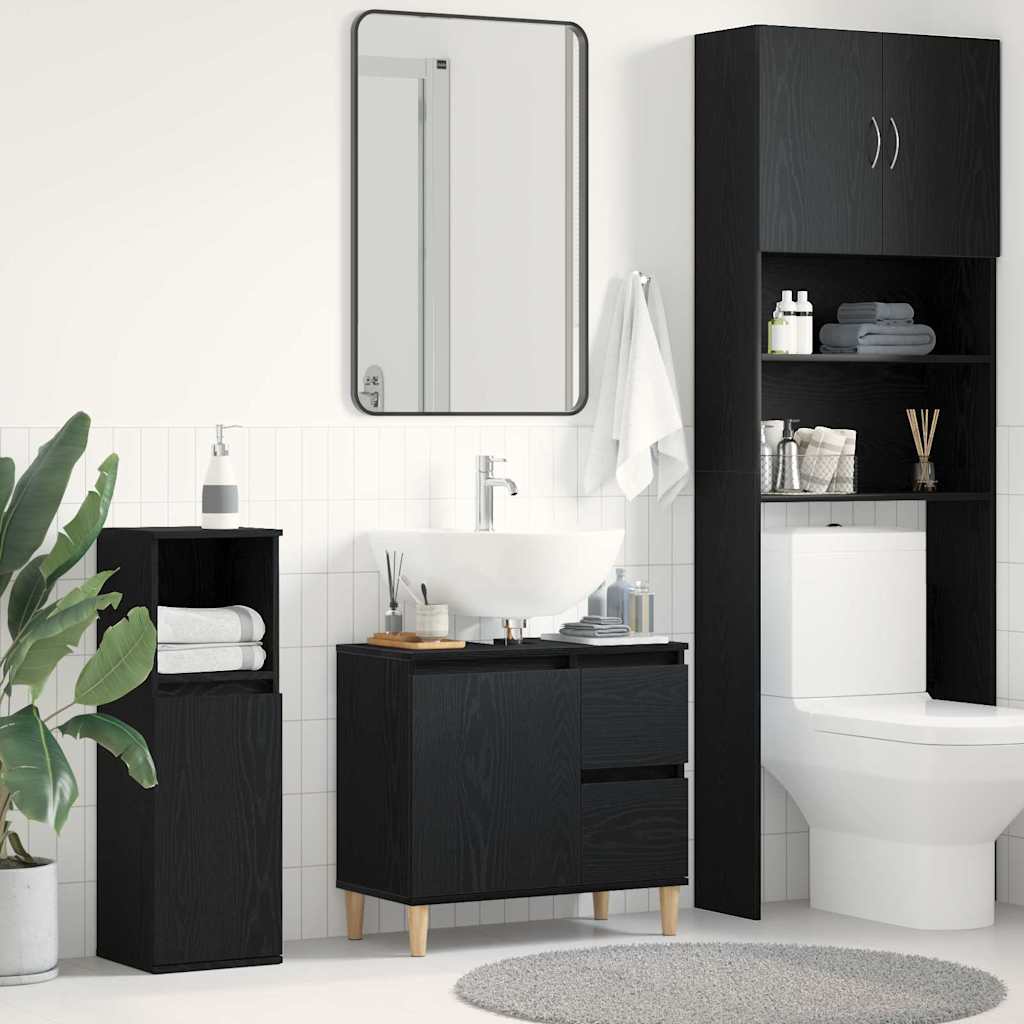 Badezimmer Schrank Schwarze Eiche 65 x 33 x 60 cm Holzwerkstoff
