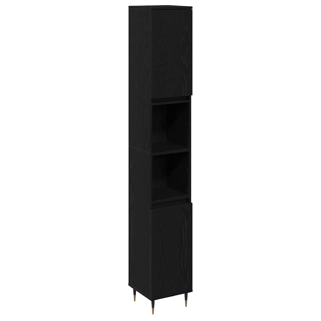 Badezimmerschrank Schwarze Eiche 30 x 30 x 190 cm Holzwerkstoff