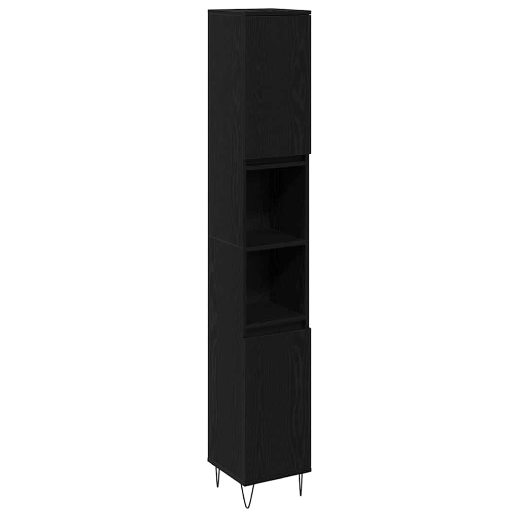 Badezimmerschrank Schwarze Eiche 30 x 30 x 190 cm Holzwerkstoff