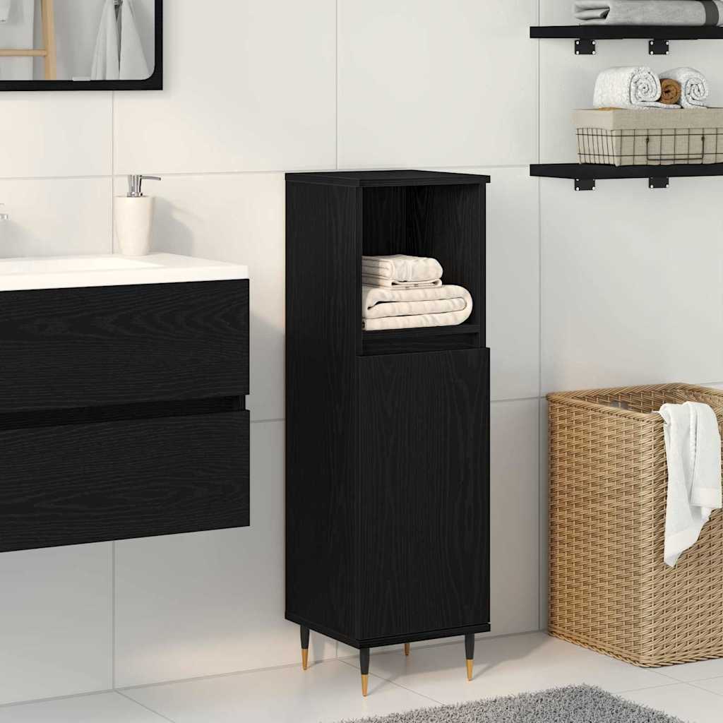 Badezimmerschrank Schwarze Eiche 30 x 30 x 100 cm Holzwerkstoff