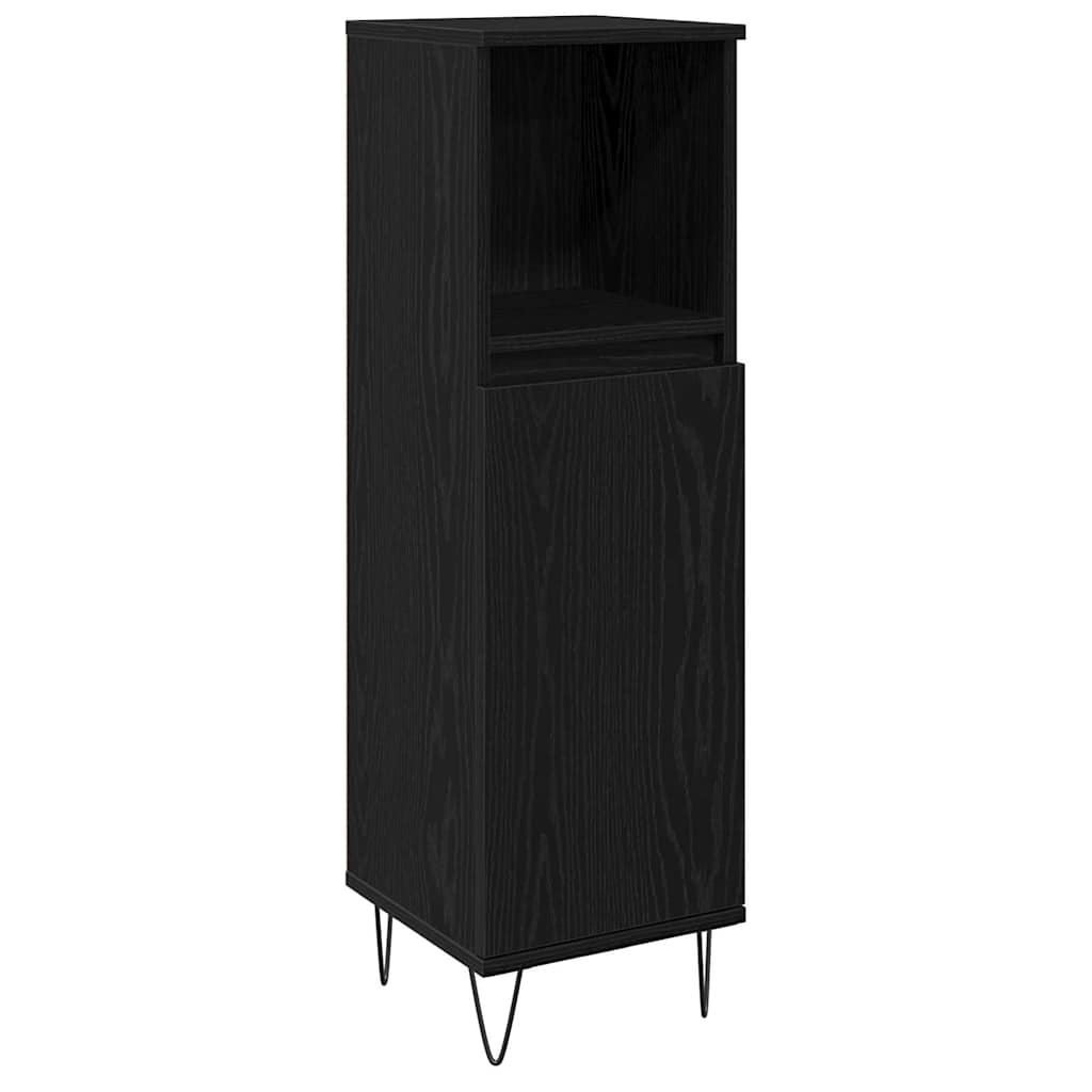Badezimmer Schrank mit Speicher Schwarze Eiche 30 x 30 x 100 cm