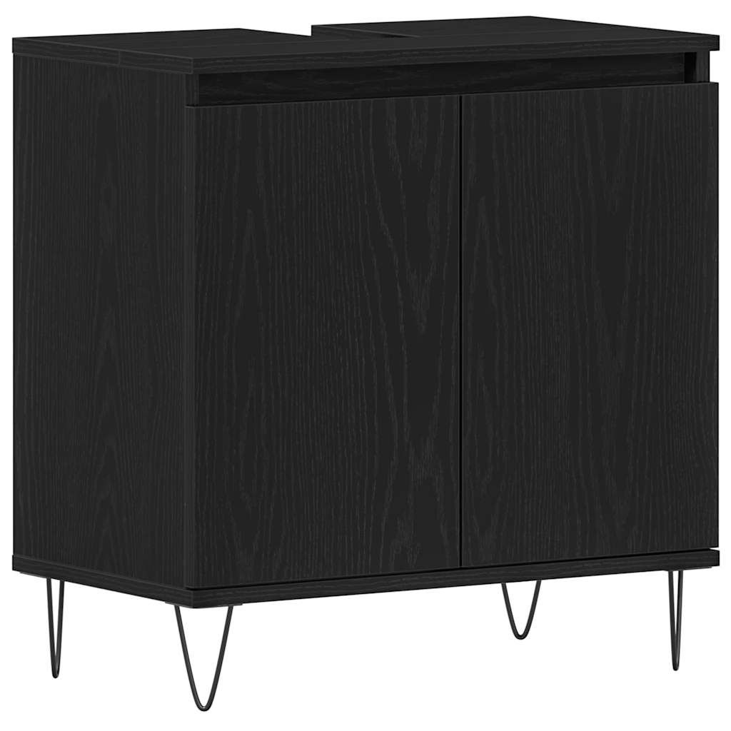 Waschtisch mit Tür Schwarze Eiche 58 x 33 x 60 cm Holzwerkstoff