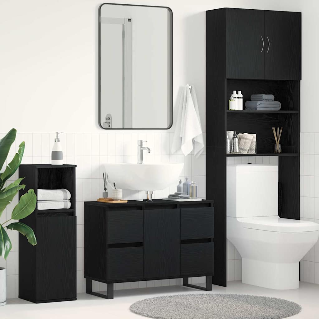 Badezimmer Schrank Schwarze Eiche 80 x 33 x 60 cm Holzwerkstoff