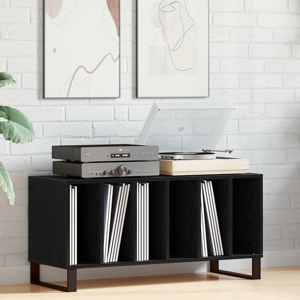 Schallplattenschrank mit Regal Schwarze Eiche 100 x 38 x 48 cm