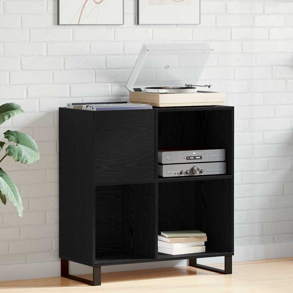 Schallplattenschrank mit Regal Schwarze Eiche 85 x 38 x 89 cm