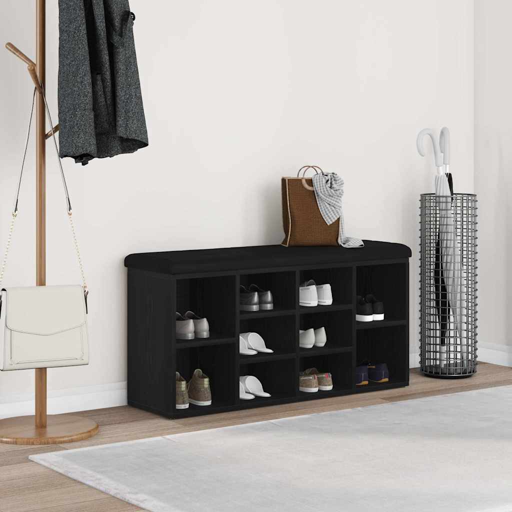 Schuhbank mit Speicher Schwarz 100 x 30 x 48 cm Holzwerkstoff