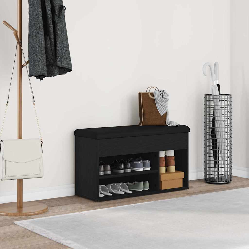 Schuhbank mit Speicher Schwarz 80 x 30 x 45 cm Holzwerkstoff