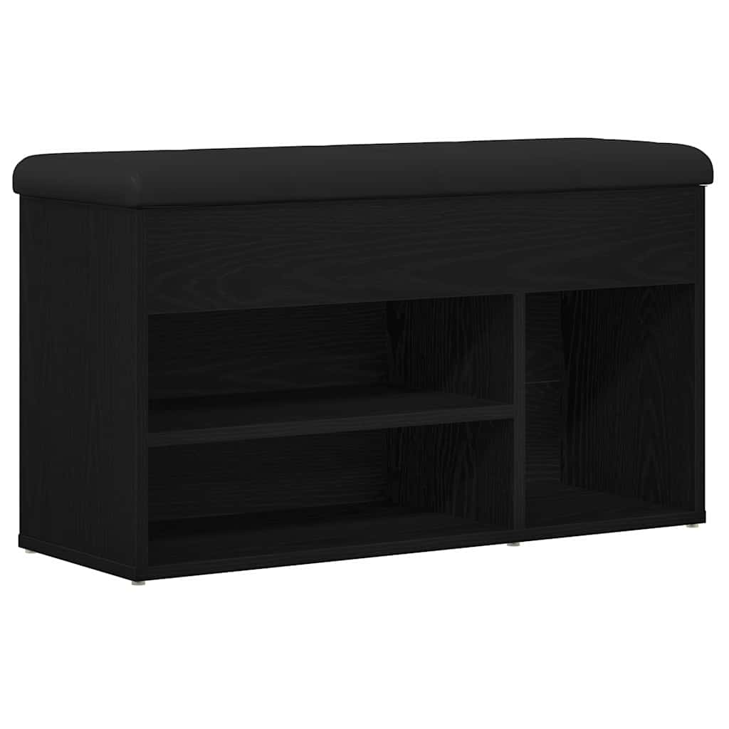 Schuhbank mit Speicher Schwarz 80 x 30 x 45 cm Holzwerkstoff