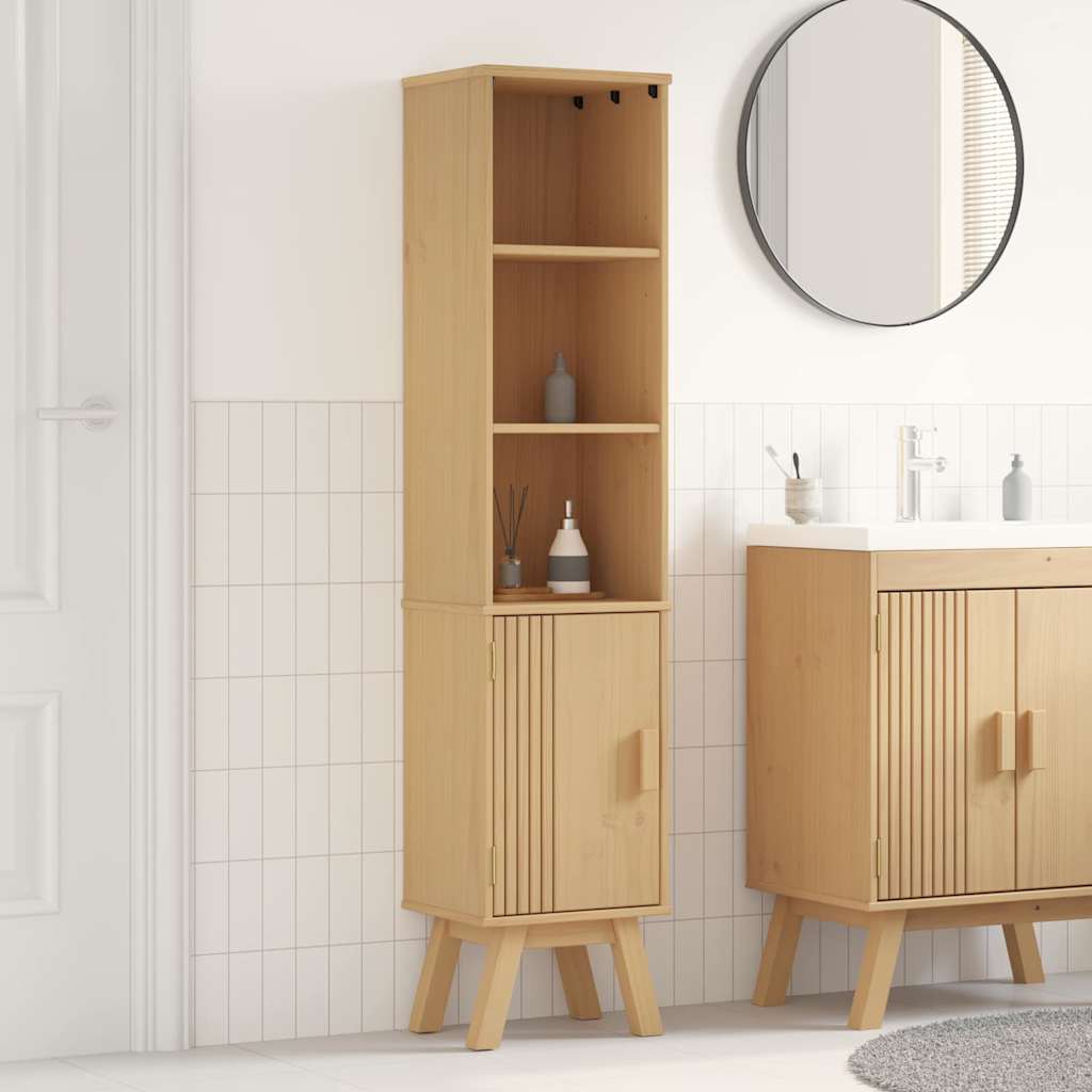 Badezimmer Schrank Braun 35 x 30 x 159 cm Massivholz Kiefer