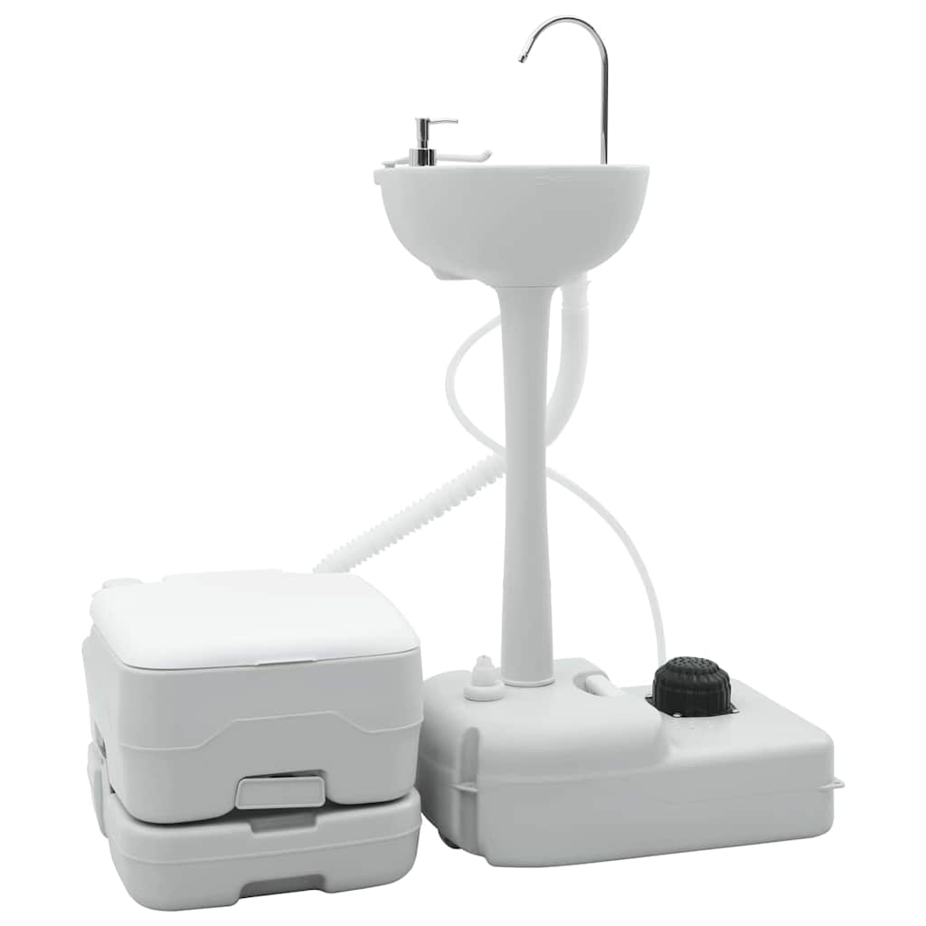 Camping-Toilette 2 pcs Grau, Weiß 50,5 x 33 x 103 cm