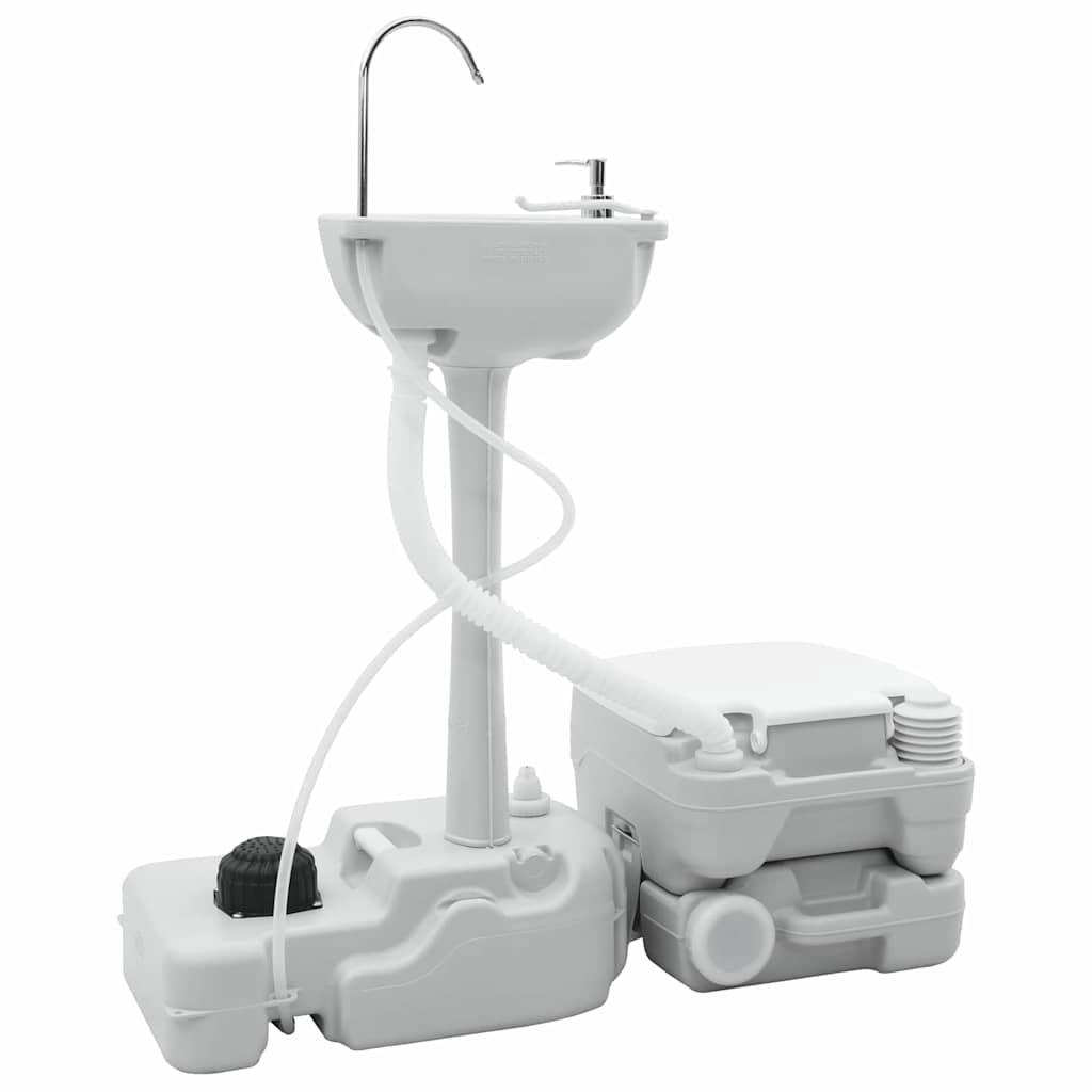 Camping-Toilette 2 pcs Grau, Weiß 50,5 x 33 x 103 cm