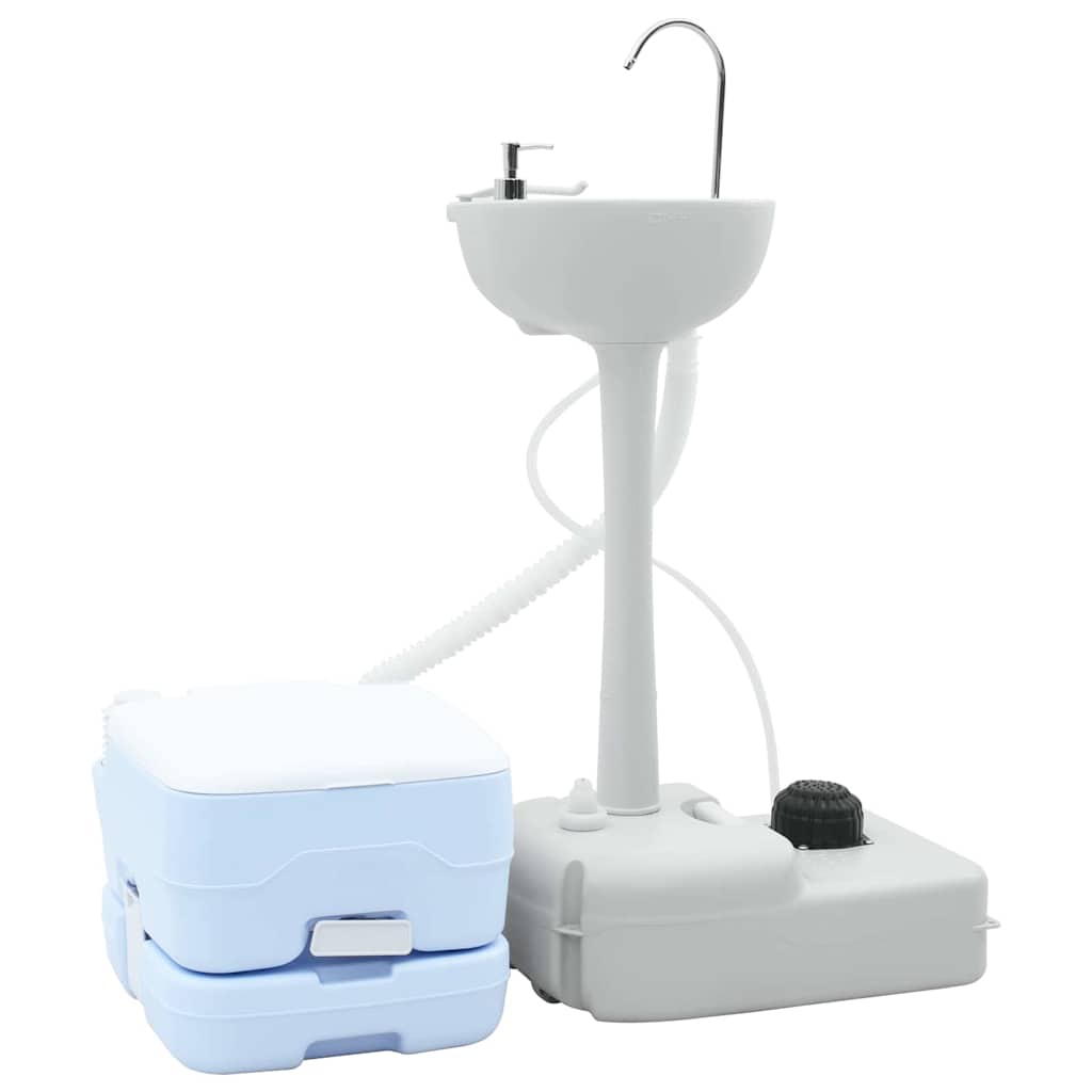 Camping-Toilette 2 pcs Blau, Weiß 50,5 x 33 x 103 cm