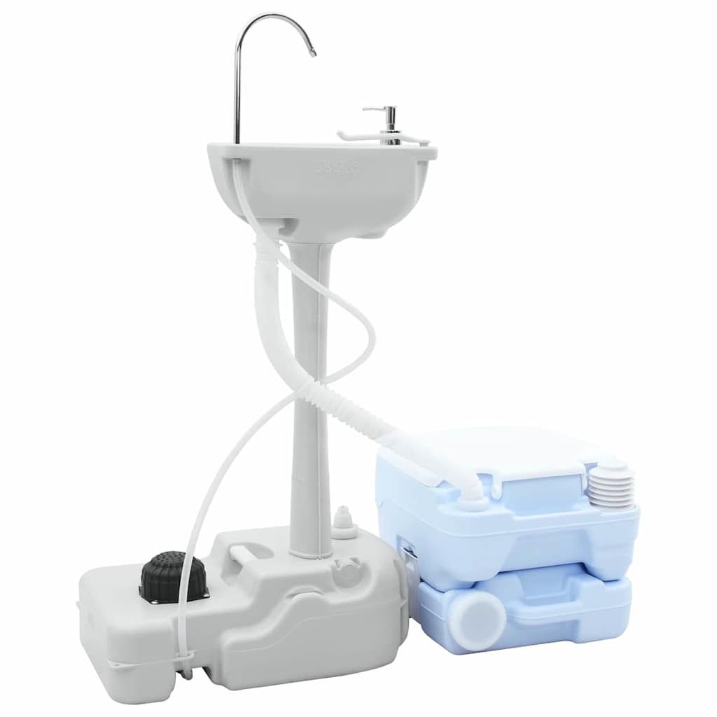 Camping-Toilette 2 pcs Blau, Weiß 50,5 x 33 x 103 cm