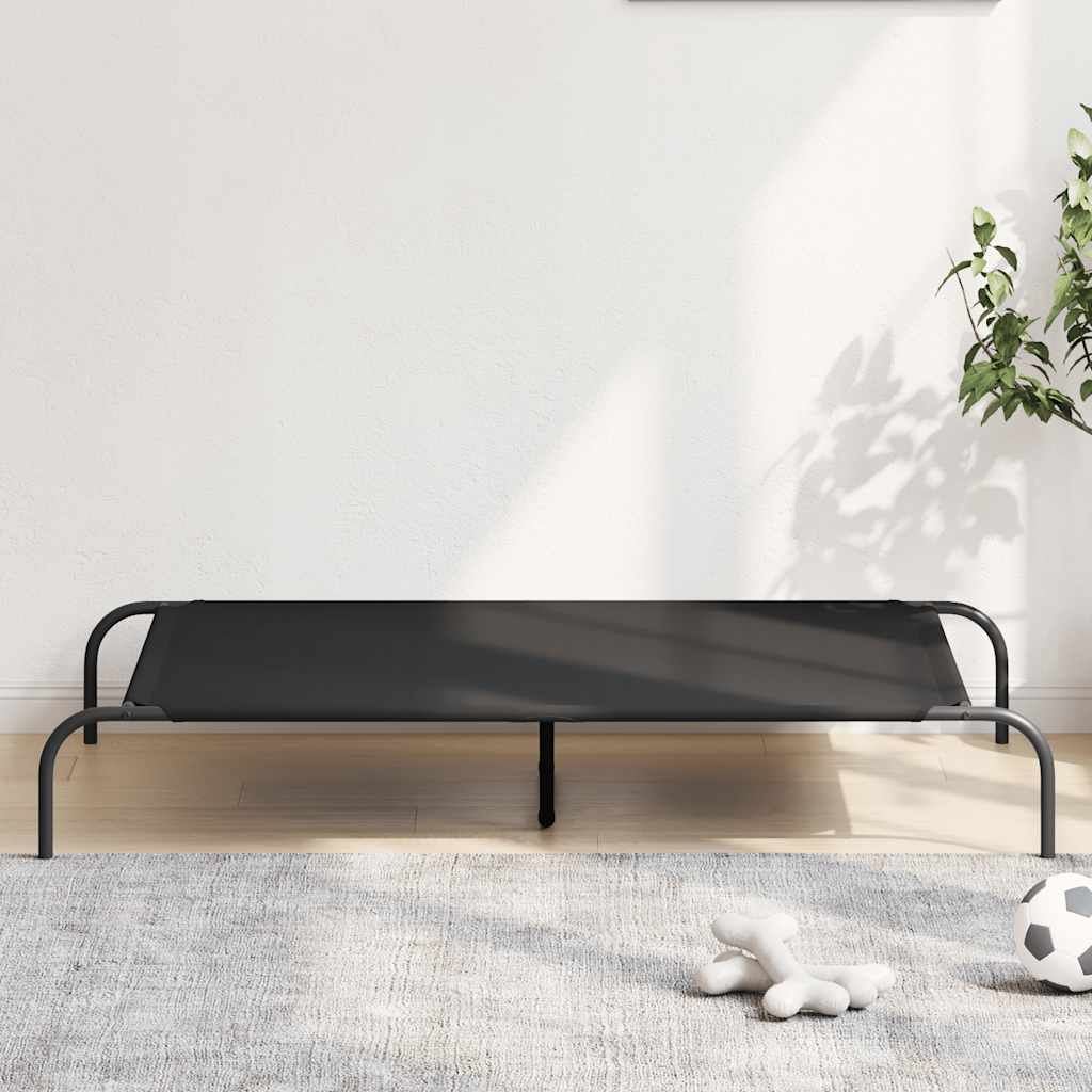 Hundebett Erhöht Schwarz 130x80x20 cm Oxford-Gewebe und Stahl
