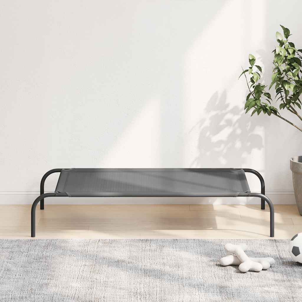 Hundebett Erhöht Grau 110x65x20 cm Textilene und Stahl