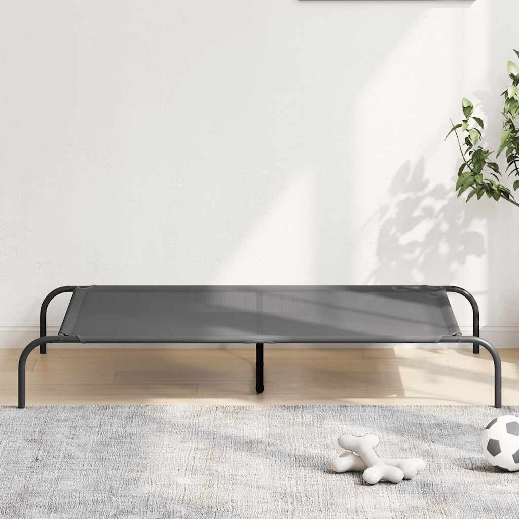 Hundebett Erhöht Grau 130x80x20 cm Textilene und Stahl