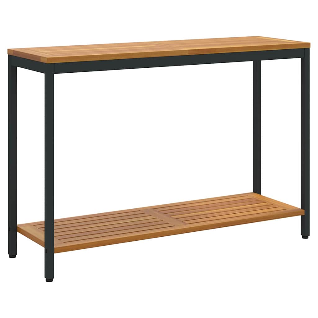 outdoor Tisch mit Speicher Natur und Schwarz 110 x 35 x 75 cm