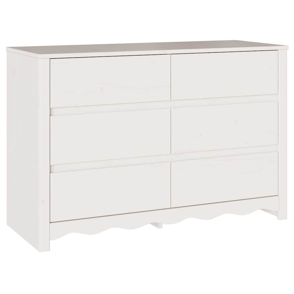 Kommode mit Regal Weiß 111 x 43 x 73,5 cm Massivholz Kiefer