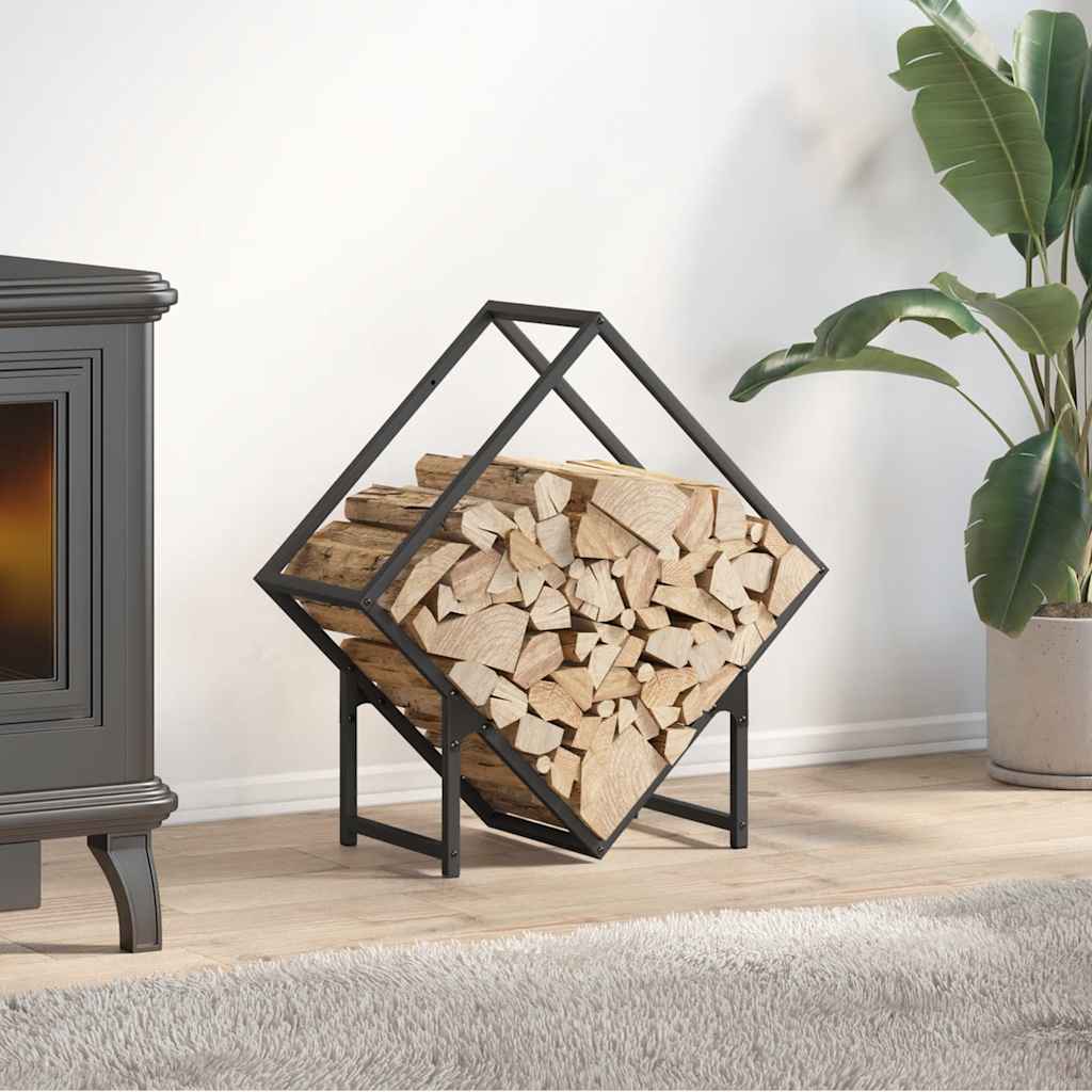 Brennholzregal Schwarz 60x25x60 cm Kaltgewalzter Stahl