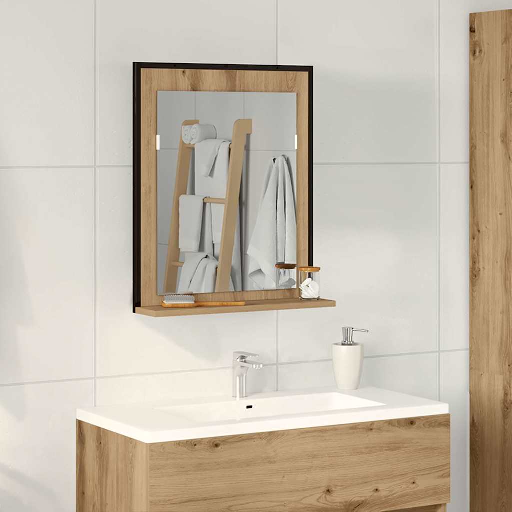 Badezimmer Spiegel mit Regal Eiche handwerklich 50 x 12 x 60 cm