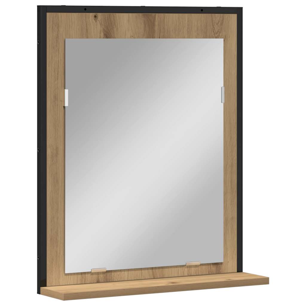 Badezimmer Spiegel mit Regal Eiche handwerklich 50 x 12 x 60 cm
