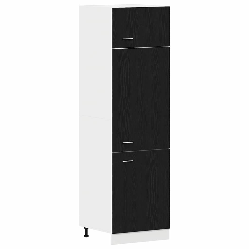 Kühlschrankschrank mit Regal Schwarze Eiche 60 x 57 x 207 cm