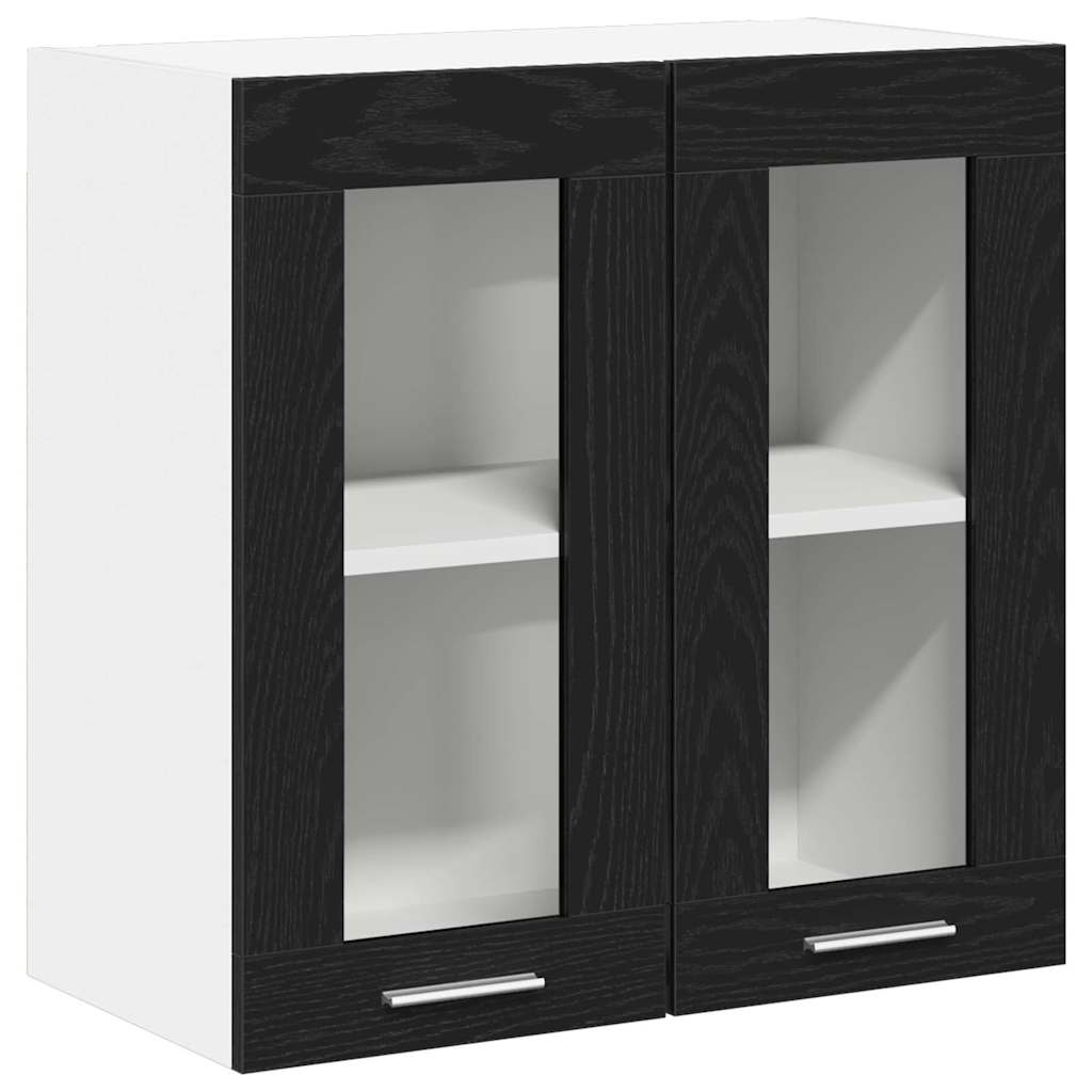 Hängender Glaskasten mit Regal Schwarze Eiche 60 x 31 x 60 cm
