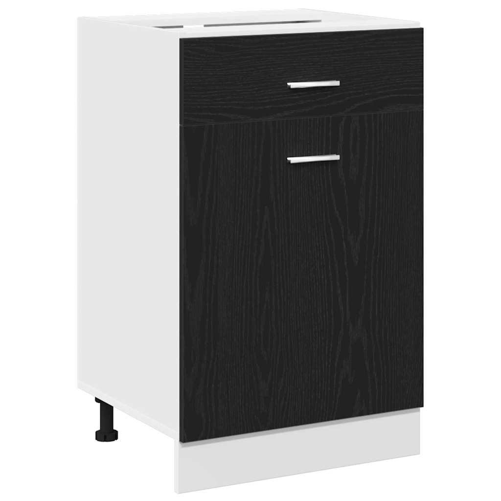 Schubladenschrank mit Regal Schwarze Eiche 50 x 46 x 81.5 cm