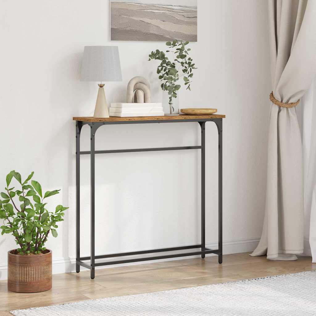 Konsolentisch Altholz 75 x 19,5 x 75 cm Schichtholz und Metall