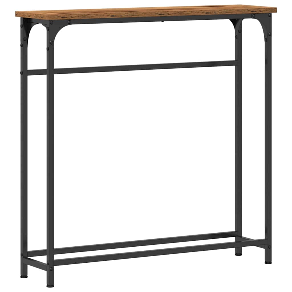 Konsolentisch Altholz 75 x 19,5 x 75 cm Schichtholz und Metall