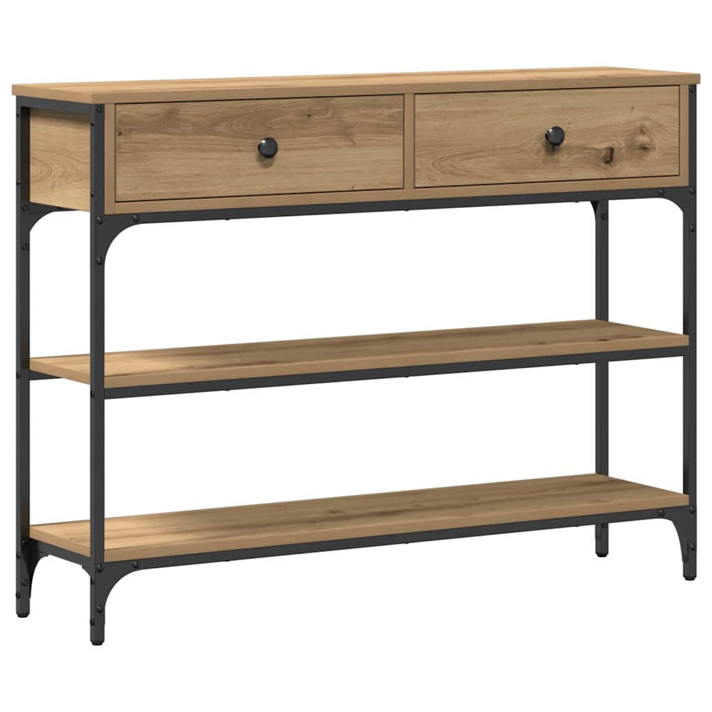 Konsolentisch mit Regal Eiche handwerklich 100 x 25 x 75 cm