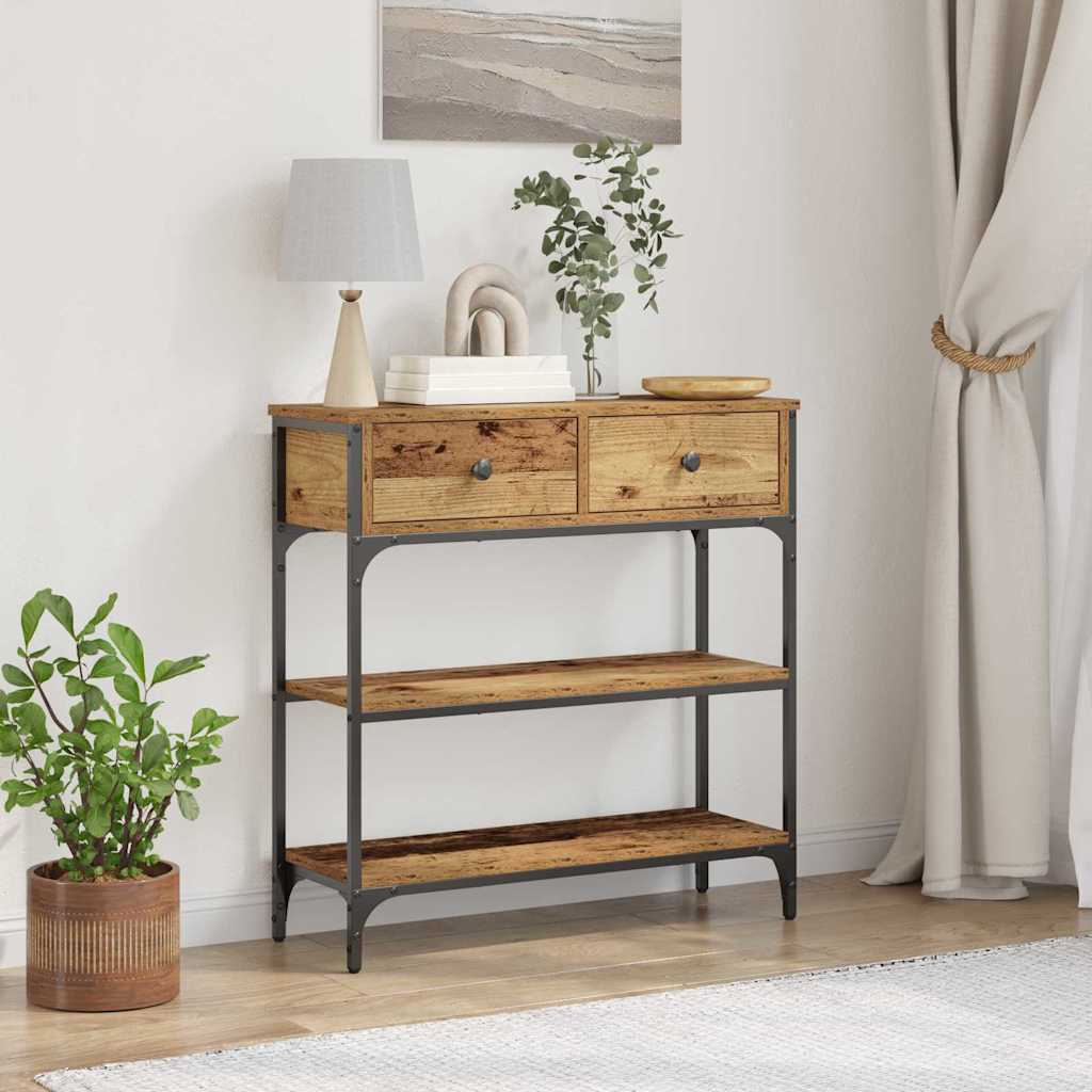 Konsolentisch Altholz 72,5 x 25 x 75 cm Schichtholz und Metall