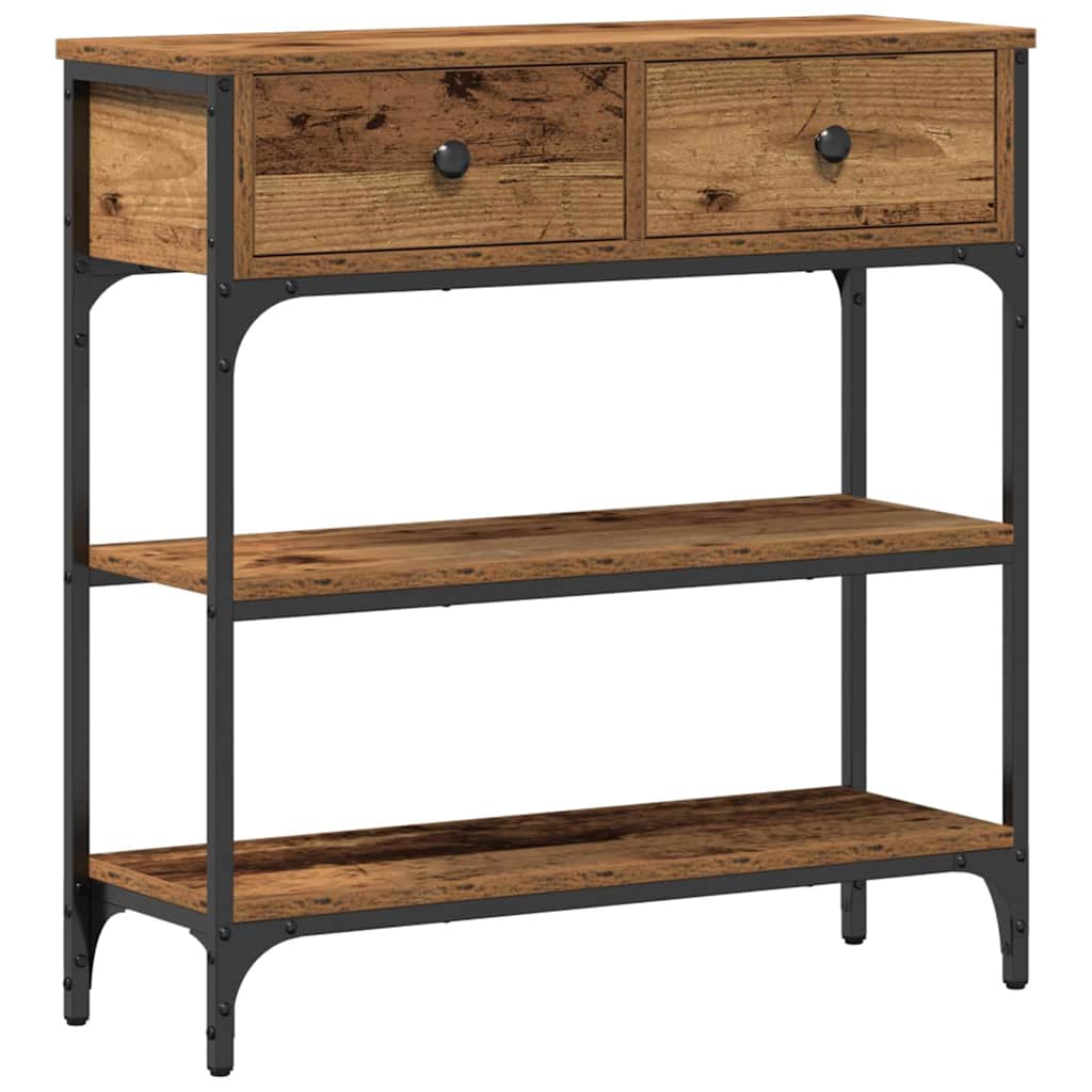 Konsolentisch Altholz 72,5 x 25 x 75 cm Schichtholz und Metall