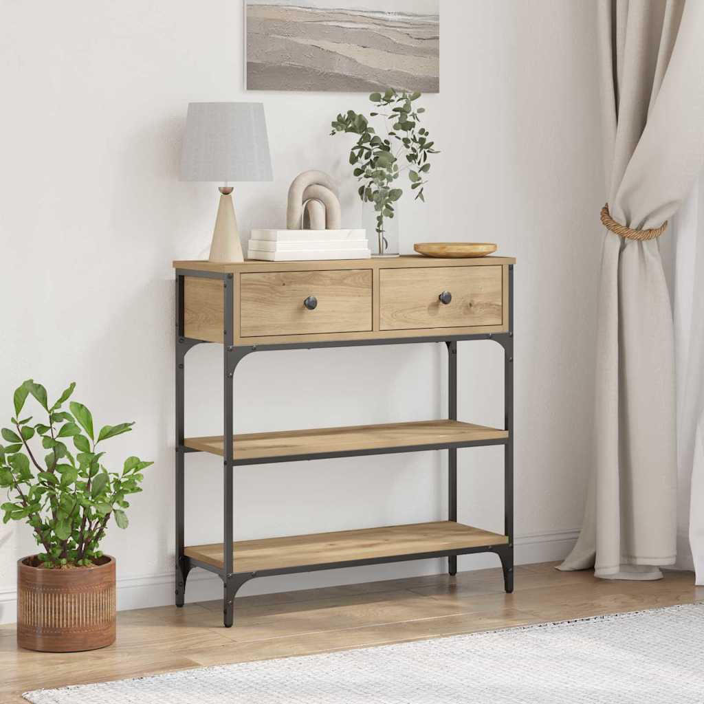 Konsolentisch mit Regal Eiche handwerklich 72,5 x 25 x 75 cm
