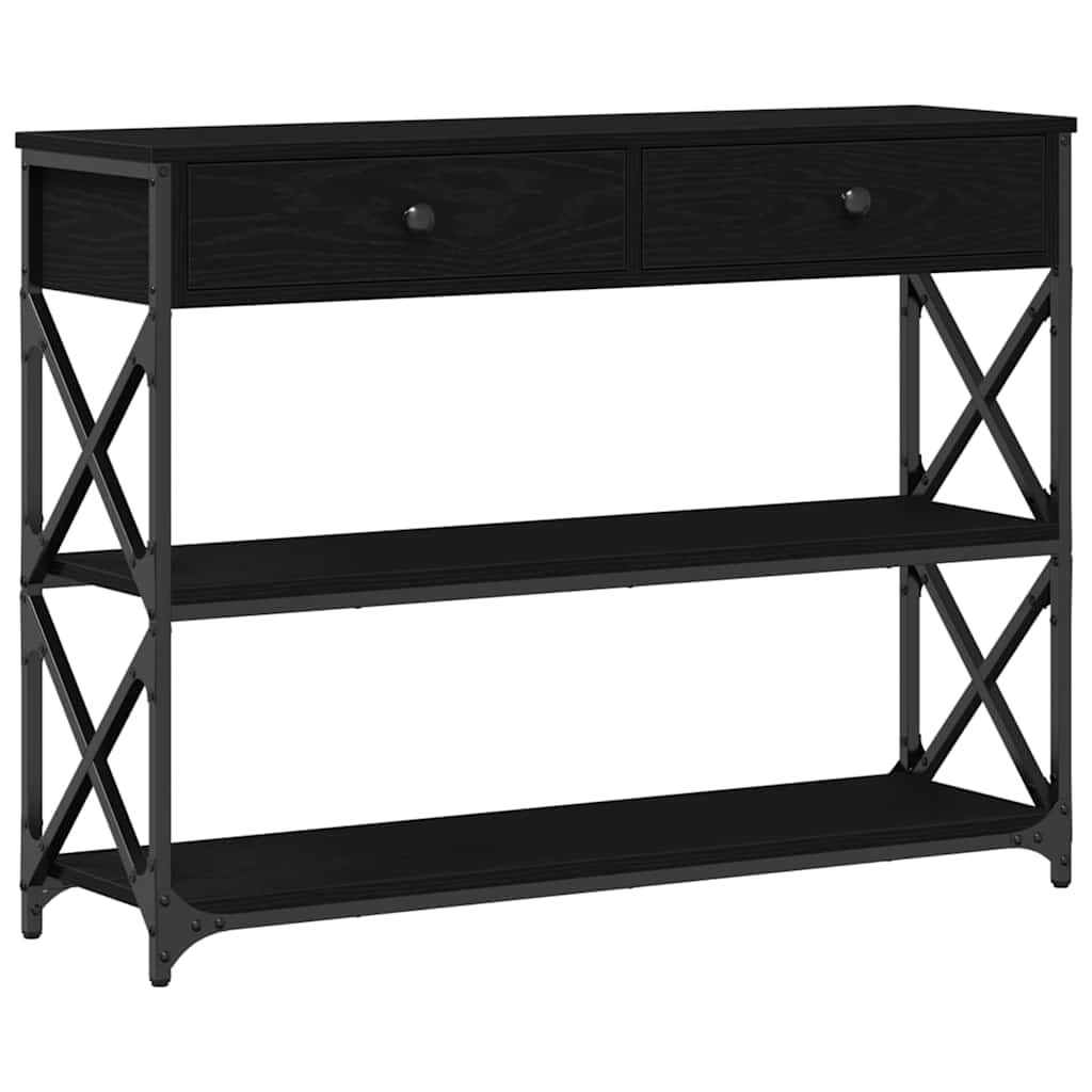 Konsole Tisch mit Schubladen Schwarze Eiche 100 x 28 x 75 cm