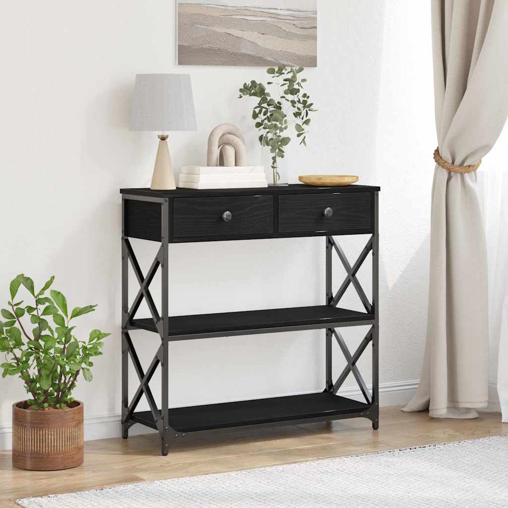 Konsole Tisch mit Schubladen Schwarze Eiche 75 x 28 x 75 cm