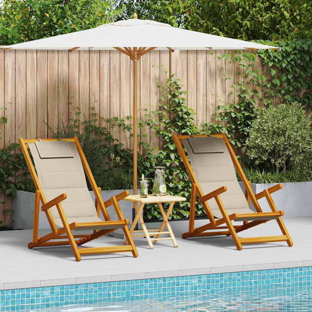 Liegestuhl 2 pcs Braun 61.5 x 123 x 82cm Massivholz Akazie