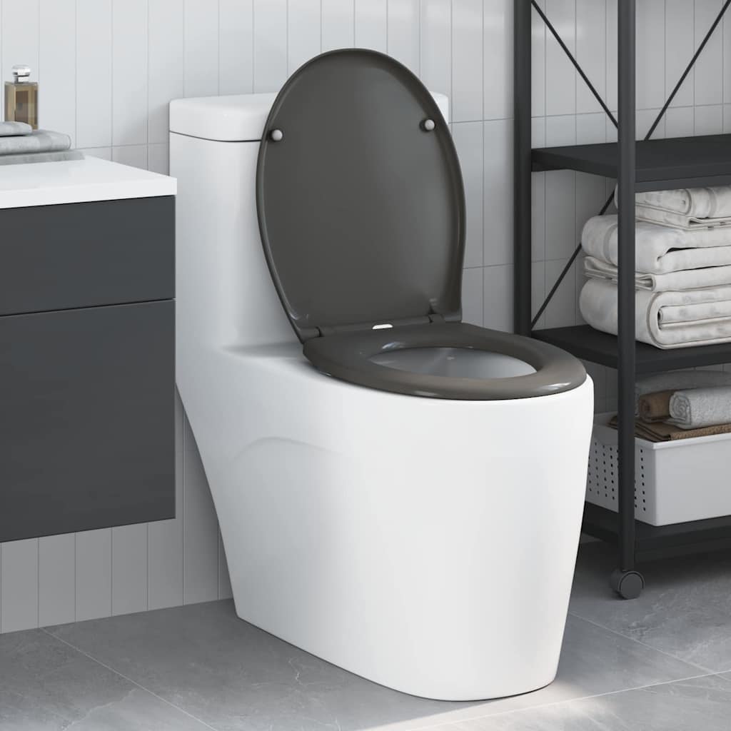 Schnellverschluss-WC-Sitz Anthrazit 44,8 x 37,3 x 4,2 cm
